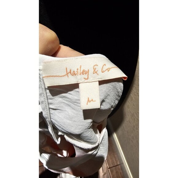 Hailey & Co Pastel Peach Colorblock M Coastal Halter Top W Scalloped Hem & Tie - Picture 4 of 7